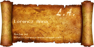Lorencz Anna névjegykártya